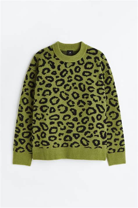 Leopard Jacquard Knit Oversized Sweater 